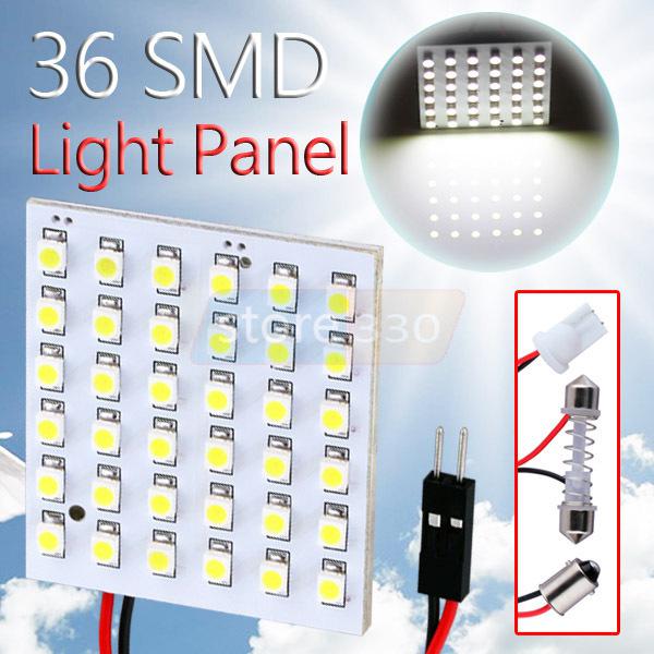 36 smd pure white light panel t10 ba9s festoon dome led interior bulb lamp