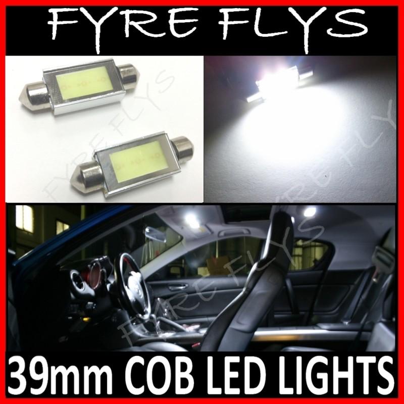 2 new white cob led 39mm festoon 3423 3425 6413 dome map interior light lamp j7