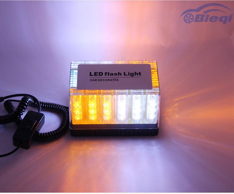 48 led amber/white light waterproof magnets car  strobe emergency flash lights 