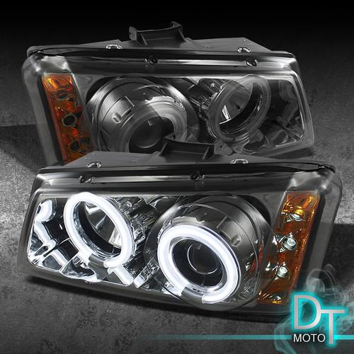 Smoked 03-06 silverado avalanche ccfl halo projector led headlights left+right