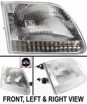 Clear lens new head lamp with bulbs right hand f150 truck f250 halogen rh side