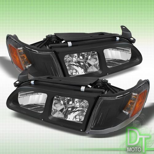 93-97 toyota corolla black crystal headlights w/ amber corner signal lamps 4pcs