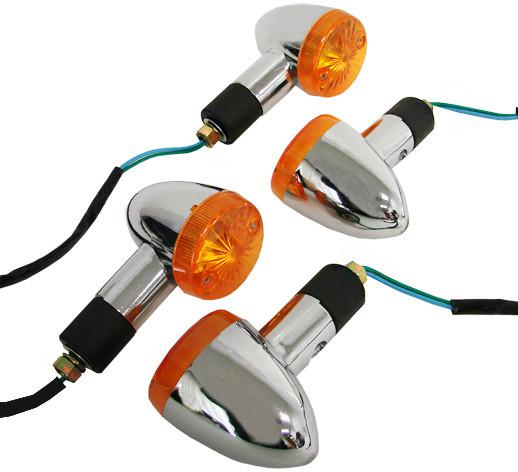 4 ~chrome bullet turn signals for honda shadow cb gs v-star xs kz vn cafe racer