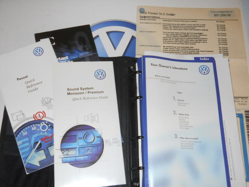 2000 vw volkswagen passat owner's manuals and logo embroidered case