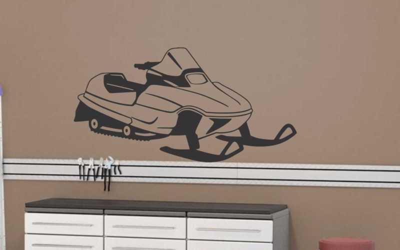 Snowmobile vinyl wall decal - large snowcross isoc racing garage room