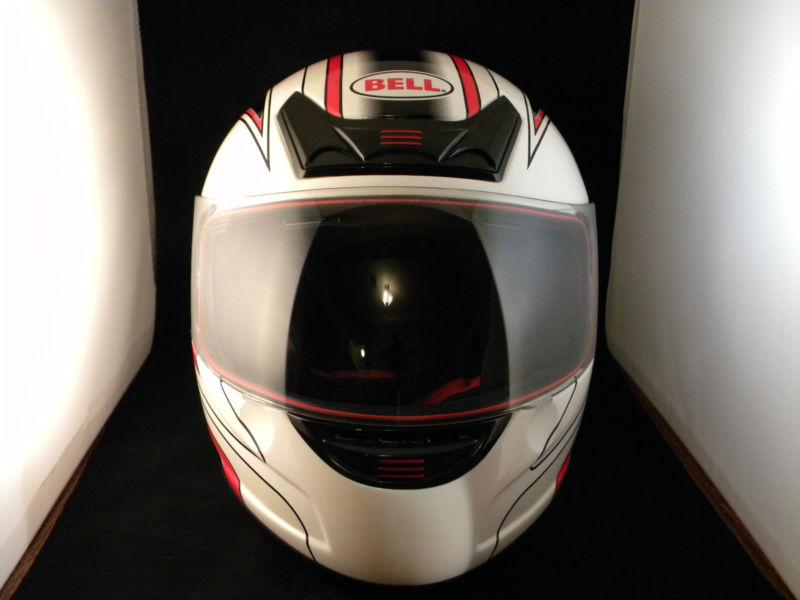 Xl bell zephyr full face motorcycle helmet white black red dot 