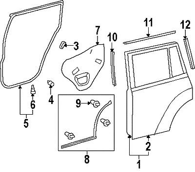 Toyota 6787248050 genuine oem factory original door w'strip