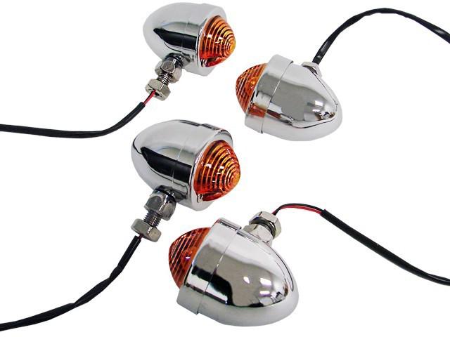 4~chrome/amber bullet turn signals for honda shadow cb gs xs kz z1000 cafe racer