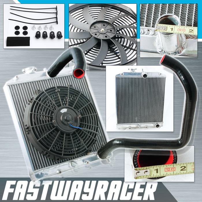 Eg ek si eg6 b16a b16b half size radiator+12'' radiator slim fan + radiator hose