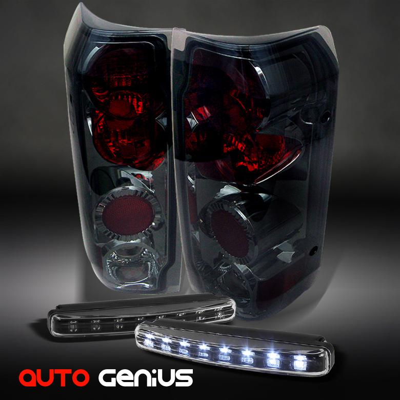 89-96 bronco, 87-96 f150/f250/f350 smoke altezza tail lamps + daytime led lights