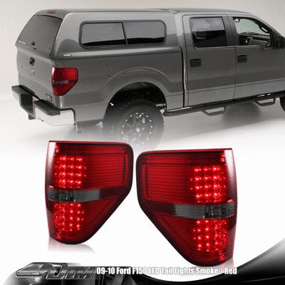 2009-2011 ford f150 led chrome housing red and smoked lens tail light lamps