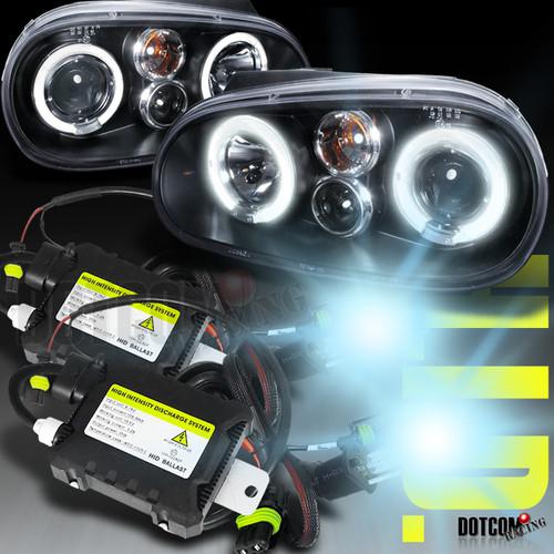 Fits 1999-2006 vw gti golf r32 halo black projector headlights+h1 6000k hid kit