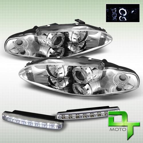 Led bumper fog+95 96 eclipse 97-98 eagle talon halo chrome projector headlights