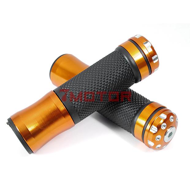 7/8" golden black motorcycle chrome & rubber handlebar grip 2 pcs for honda new