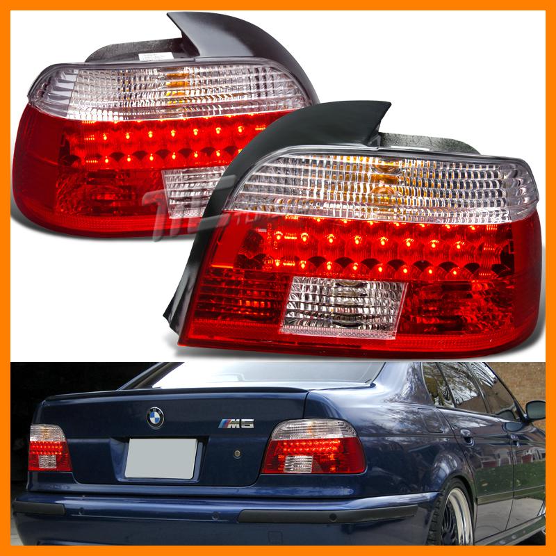 Bmw 05-08 e39 5-series m5 euro led tail brake lights lamps clear red signal stop