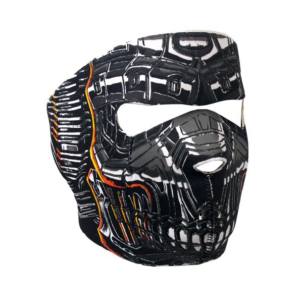 2 in 1 reversible motorcycle biker, ski mobile neoprene face mask - robo skull!
