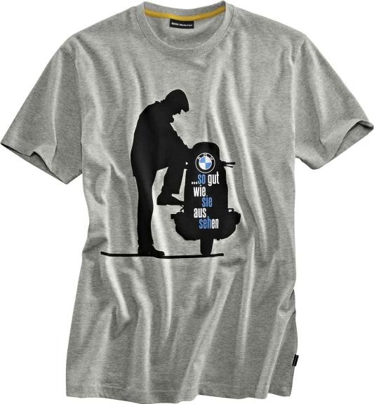 Bmw genuine motorcycle motorrad heritage men's t-shirt grey melange size xxxl