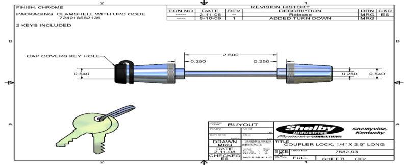 Coupler lock for 1/4" diameter openning