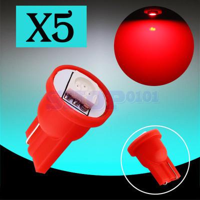 5pcs t10 1 smd 5050 red license plate 194 w5w led car light bulb lamp