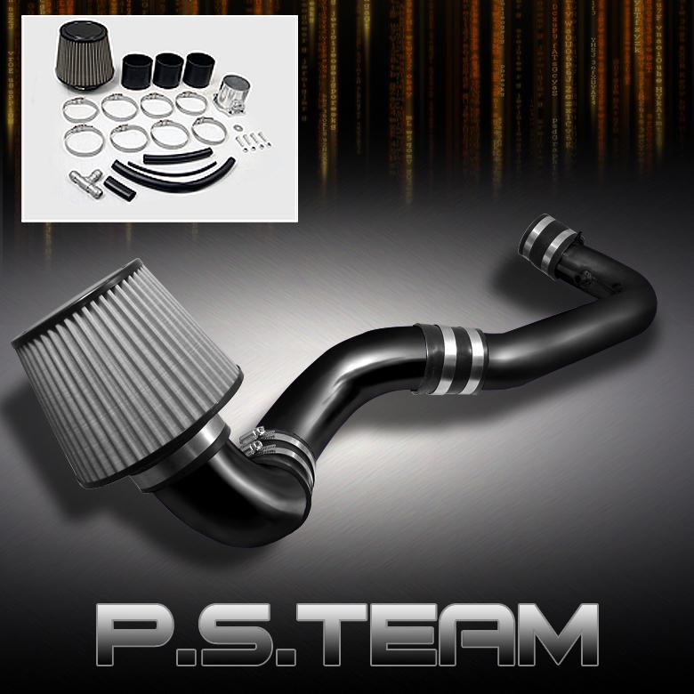 95-96 240sx s14 black cold air intake+stainless washable mesh cone filter+clamps