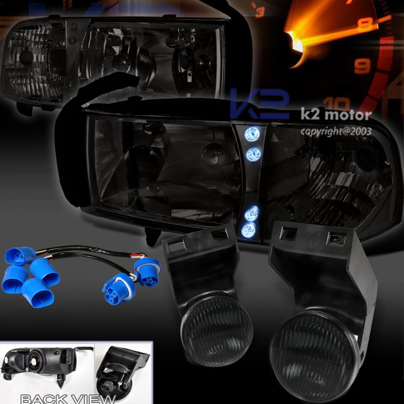 1994-1997 ram sport led headlights+signal+tinted fog smoke