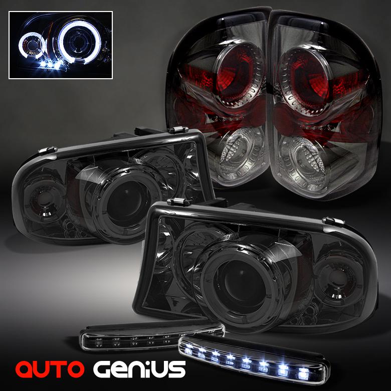 97-04 dakota smoke 1pc projector headlights + altezza tail lights + daytime led