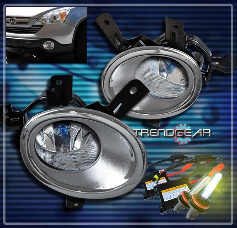 07 08 09 honda cr-v ex-l jdm bumper fog light lamp+switch+chrome cover+3000k hid