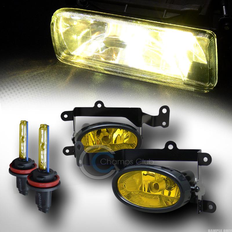 3000k hid xenon w/yellow front bumper fog lights+switch 06-08 honda civic 2d/2dr