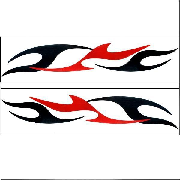 Car two side  body decoration decal sticker black red x 2 pieces no.17