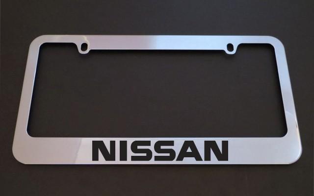 1 brand new nissan chrome metal license plate frames + screw caps