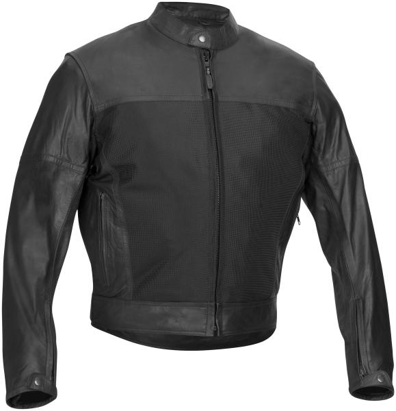 River road mens pecos leather-mesh motorcycle jacket black 48