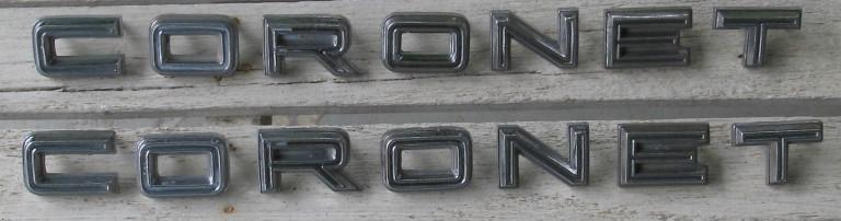 Nice 1967 1968 1969 dodge coronet pair of quarter panel letters c o r o n e t