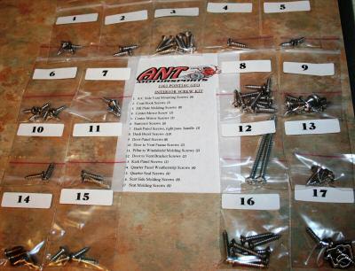 1965 pontiac gto interior & exterior screw kits     133pcs.