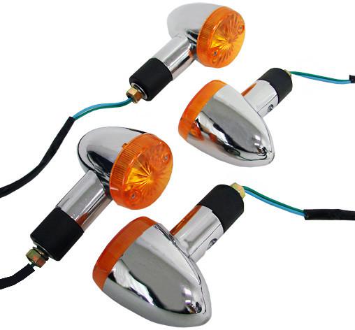 4~chrome bullet turn signals for harley softail sportster chopper bobber cruiser