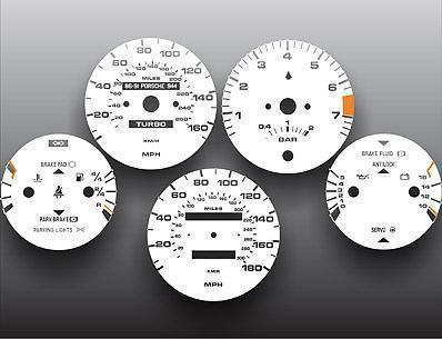 1986-1991 porsche 944 turbo cluster instrument cluster white face gauges 86-91