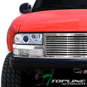 Chrome halo led projector head lights+bumper am ks+grill grille 1998+ s10 blazer