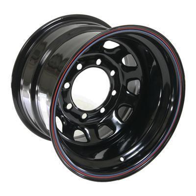 Cragar black steel d window wheel 15"x10" 8x6.5" bc set of 4