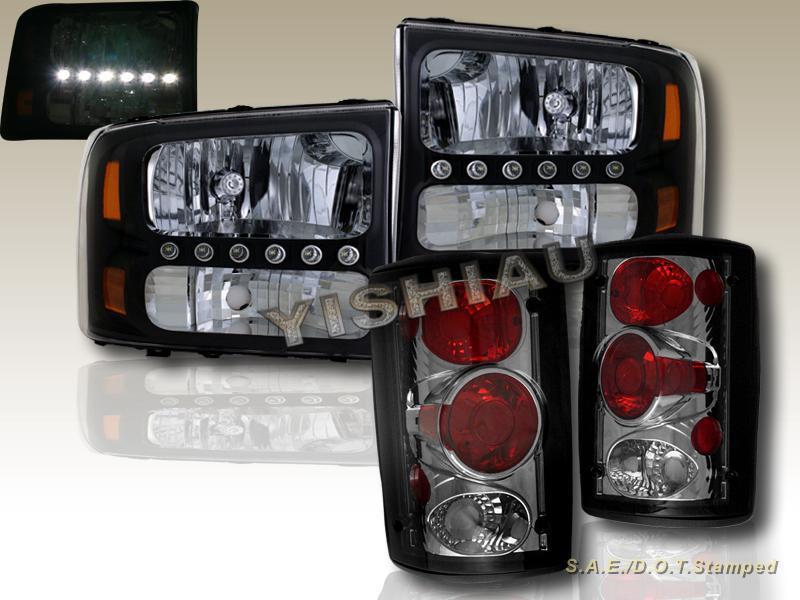 Ford excursion black headlights + smoke tail lights 2000 2001 2002 2003 2004