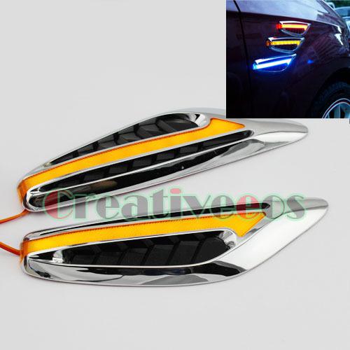 2x car corner cool led turn steering indicator light yellow set + control box