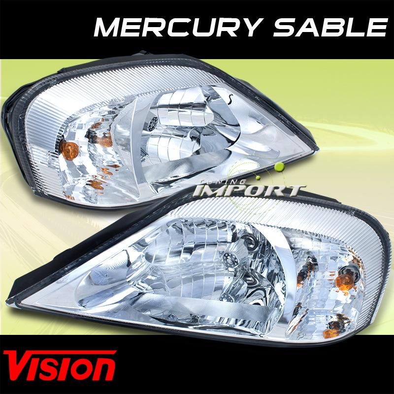 Mercury 00-02 sable vision pair lh+rh headlights lamps chrome lense assembly 