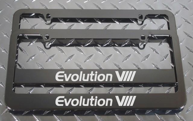 2 brand new evolution viii 8 gunmetal license plate frame + screw caps