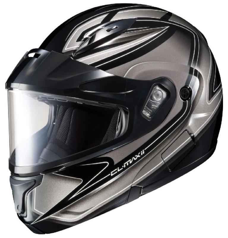 Hjc cl-max ii zader grey xs dual lens snowmobile modular helmet