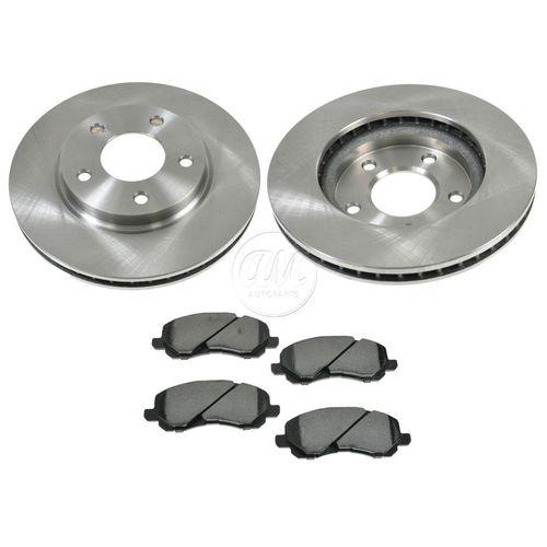 Dodge caliber mitsubishi lancer front disc brake pad & rotor lh & rh kit set