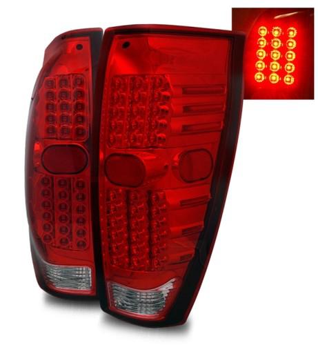 02-06 chevy avalanche euro red clear led aftermarket tail lights rear brake lamp