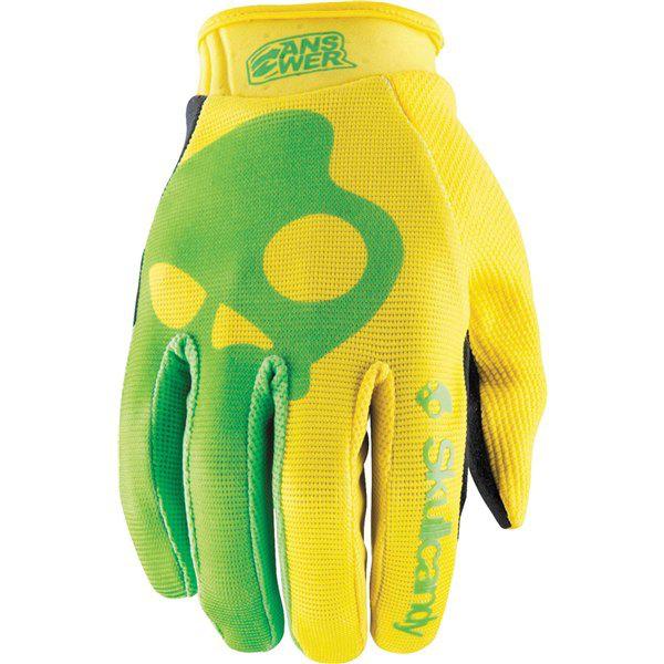 Green/yellow s answer racing skullcandy 50/50 gloves 2014 model