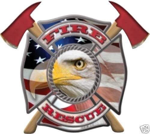 Fire & rescue american eagle firefighter decal  10"x11"