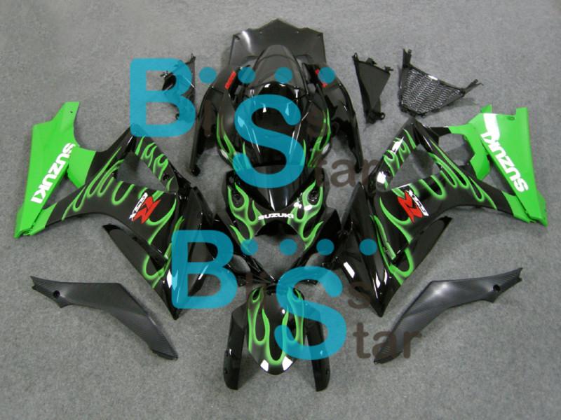 Fairing green flame black bodywork plastic set fit for gsxr1000 2007-2008 20 w2