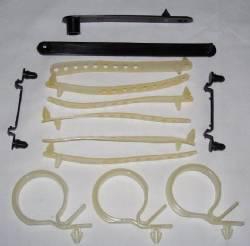 New mopar 1971-72 b-body 1971-74 e-body aged under hood strap kit white clips