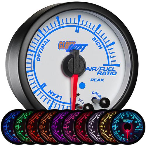 Glowshift 10 color air fuel afr gauge w. peak recall & warnings