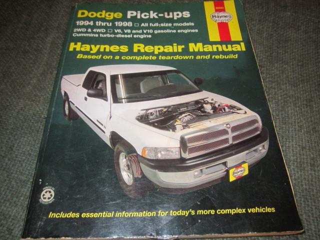 Dodge pick-ups 1994 thru 1998 all full size models 2 wd& 4 wd haynes manual 